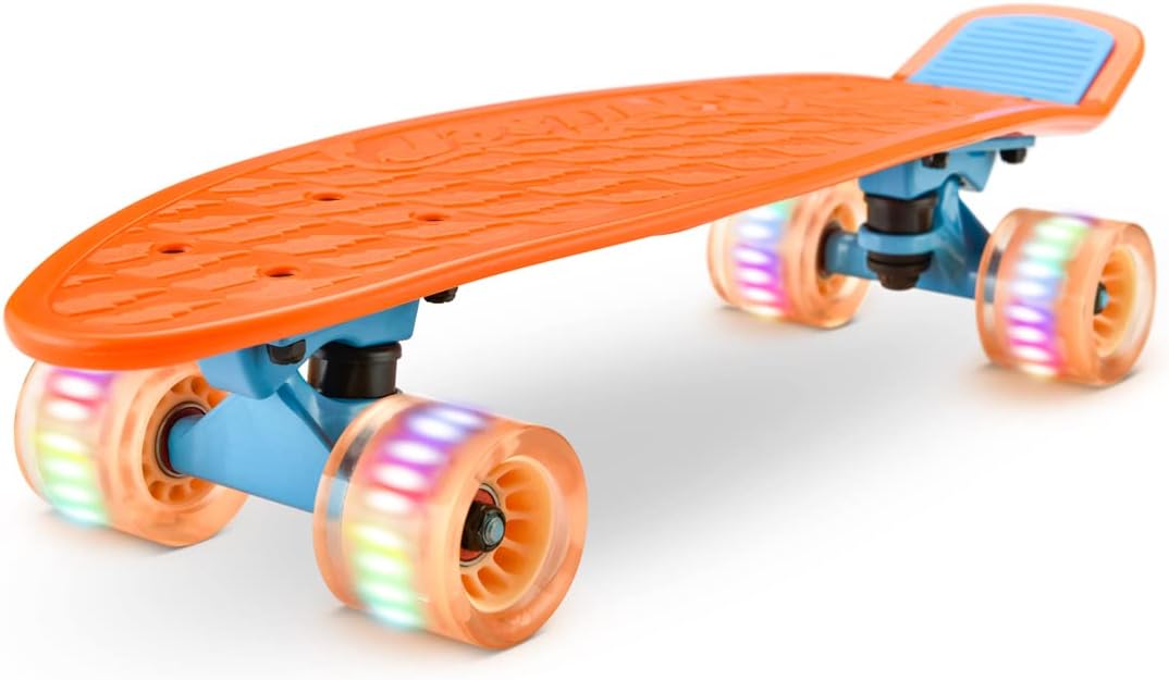 51JUvI3I5DL._AC_SL1200_.jpg Standard Skateboard Mini - 6'' Deck Complete Double Kick Skate Board w/ 3.25'' Aluminum Alloy Truck, Wheels w/ Light - for Kids, Teens, Adults' - Image 1