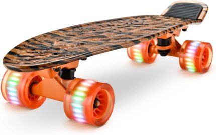 Standard Skateboard Mini  - 6''  Deck Complete Double Kick Skate Board w/ 3.25" Aluminum Alloy Truck,  Wheels w/ Light - for Kids, Teens, Adults