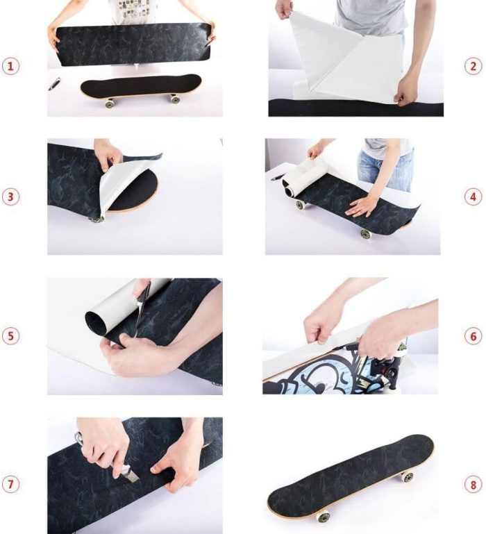 Skateboard Grip Tape Sheet, 45.2x10.6 inch,Bubble Free, Waterproof, Scooter, Longboard Griptape, Grippy Sandpaper for Skateboard, Long Board, Stairs, Pedal, Pistol, Wheelchair Step,Deck(115x27cm) - Image 2