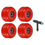 54mm Skateboard Wheel and Bearings Set , 4 Pack Street Wheels for Skateboards Cruiser Wheel Replacement 85A, Red