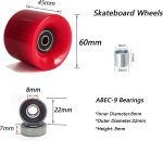 60mm Cruiser Wheels 80A Contains  Bearings and Spacers,Skateboard Riser Pads,Skateboard Hardware Screws Bolts,fit for Your Cruiser Skateboards,Penny Board - Image 2