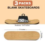 3 PCS Blank Skateboard Decks, 8 x 31 inch 7-Layer Maple Double-Tail Skateboard, Ideal for Painting, and Wall Decoration - Image 2