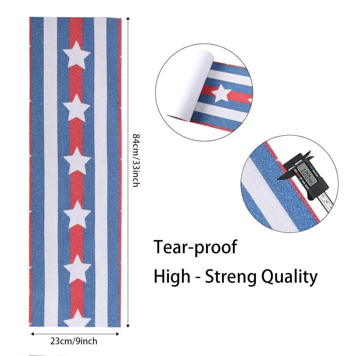 Skateboard Grip Tape 9" x 33", 2Pack American Flag Bubble Free Waterproof Scooter Grip Tape, Longboard Grip Tape for Rollerboard Stairs Pedal Wheelchair Step (23x84cm) - Image 2