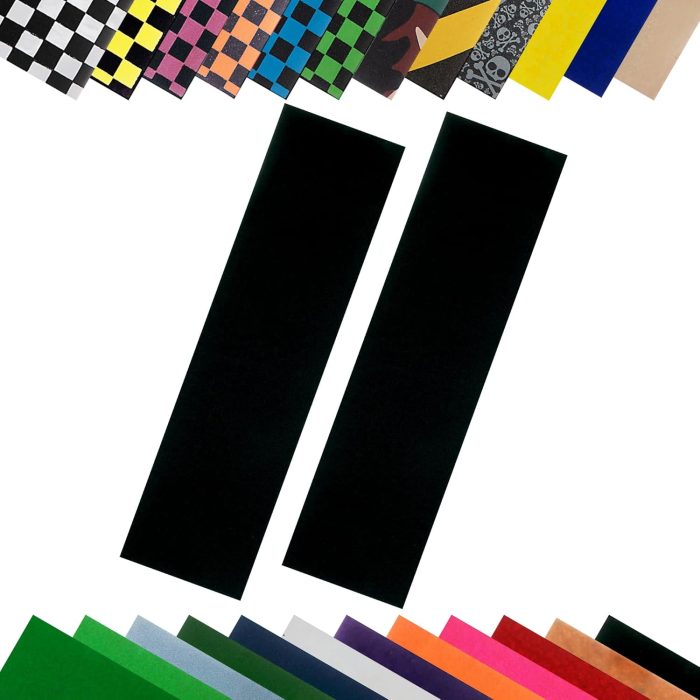 9 x 33 Inch Skateboard Grip Tape Sheet Black - 2 Sheets - Image 1