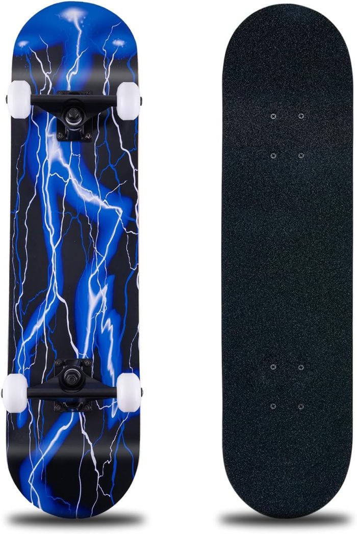 Skateboard,31 x 8 Inch Complete Skateboard, 8-Layer Maple Wood Deck Double Kick Standard for Kids, Teens, Adult, Beginner - Image 1