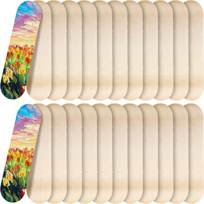 Blank Skateboard Decks Bulk 7.9 x 31 Inch Natural 7 Layer Wooden Double Tail Plain Skate Decks for Replacement Art Painting Home Decor - Image 1