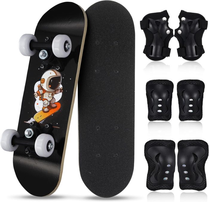 7 Pcs Skateboard for Toddlers Beginners Knee Elbow Pads Wrist Guards Gear Set - Image 1
