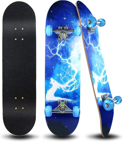 Standard for Beginners Kids Boys Girls Teenager- 31''x 8''Canadian Maple  Pro Skate Board,
