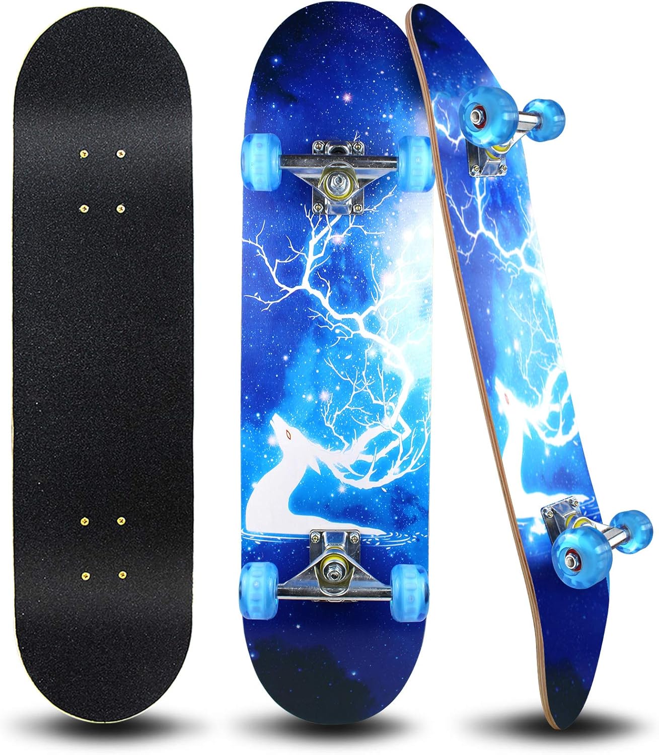81k3wuugzhL._AC_SL1500_.jpg Standard for Beginners Kids Boys Girls Teenager- 31''x 8''Canadian Maple Pro Skate Board, - Image 1