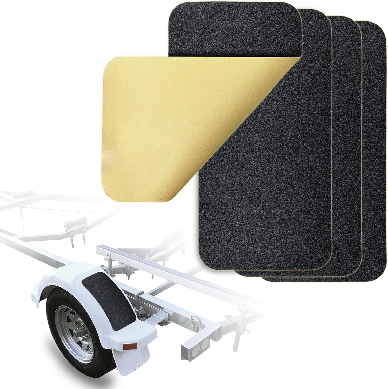 81oEMwtvA3L._AC_SL1500_.jpg Marine Boat Non-skid for Boat Trailer Fenders 6-Inch X 12-Inch Boat Trailer Steps Adhesive Traction Pads Anti-Slip Pre-Cut Traction Grip Tape Boat Flooring Tools Accessories (4) - Image 1
